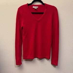 Red Cashmere V-Neck Sweater
